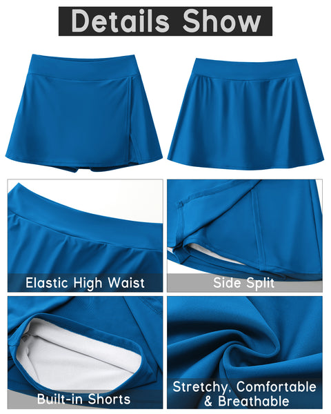 GRAPENT Swim Skirt Bottoms for Women High Waisted Bikini Swimsuit Bottom Side Split Bathing Suit Skirts with Boyshorts