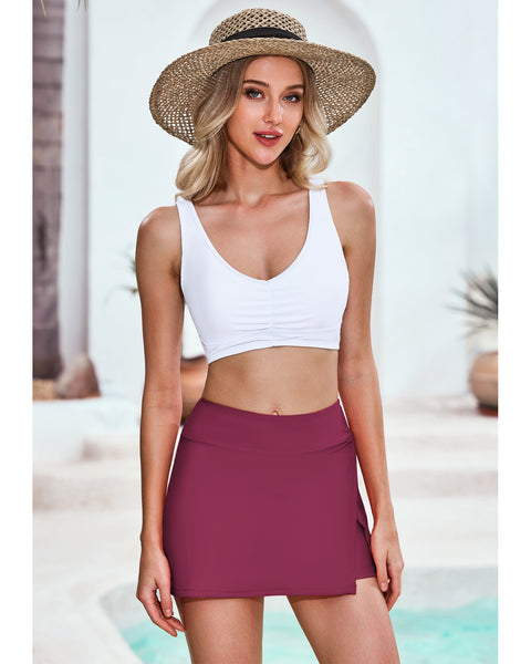 GRAPENT Swim Skirt Bottoms for Women High Waisted Bikini Swimsuit Bottom Side Split Bathing Suit Skirts with Boyshorts