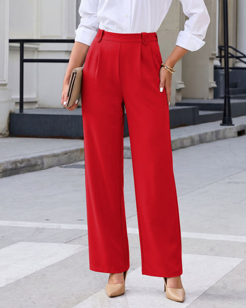 GRAPENT Dress Pants Women Wide Leg Business Casual Pull On Work Trousers | Pull On Closure, High Waisted, Elastic Back Waist, Front Pleated, Dressy Casual Pants, Office Wear, Business Casual Outfits