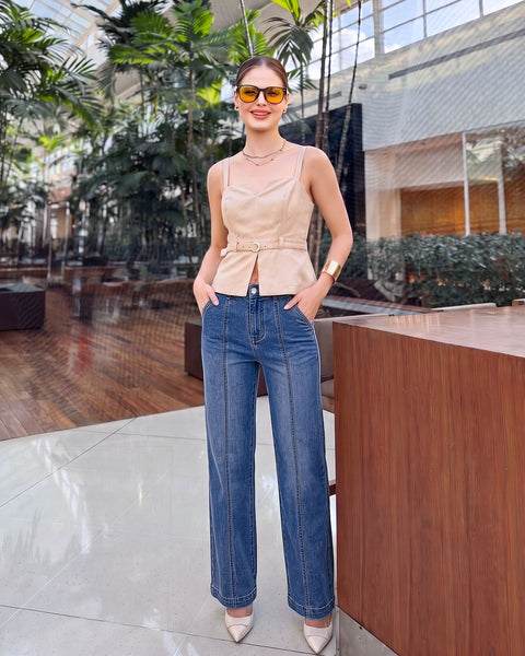 GRAPENT Womens Jeans Straight Leg High Rise Front Seam Stretch Denim Pants | Straight Wide Leg Jeans for Women, High Waisted, 29.5" Inseam, 4 Pockets, Loose Fit, Work Office Outfit, Casual Daily Wear
