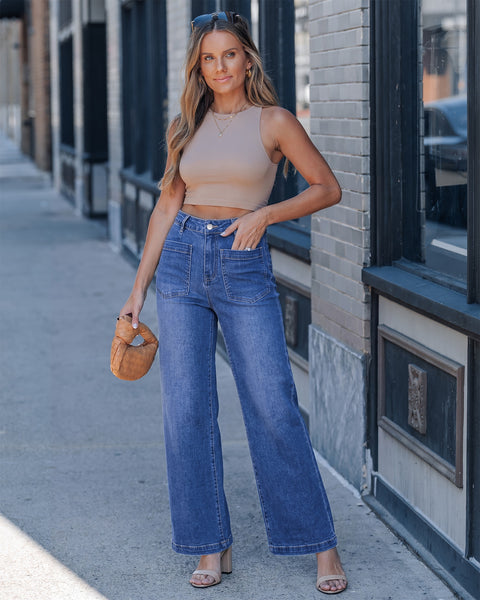 GRAPENT Womens Wide Leg Jeans High Waisted Stretch Denim Pants Patch Pocket | Effortless Wide Leg Silhouette, High Rise, 29.5 Inch Inseam, Full Length, Soft Stretch Denim, Jean Pants, Casual Work Outfits