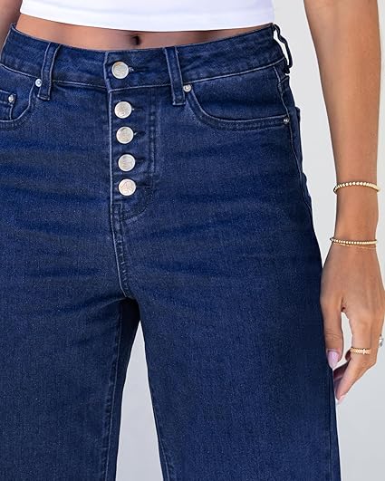 GRAPENT Wide Leg Jeans for Women High Waisted Trendy Button Fly Stretchy Denim Pants Vintage Straight Leg Trouser Jeans