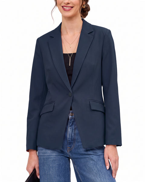 GRAPENT Womens Blazers Dressy Casual Long Sleeve Work Office Suit Jackets Notched Lapel, Shoulder Pads, Single Button, Two Pockets, Open Quarters, Back Slit, Casual Work Wear, Business Casual Outfits