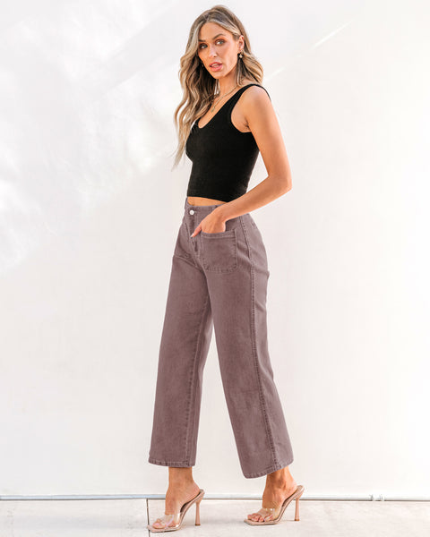 GRAPENT Wide Leg Jeans for Women High Waisted Straight Leg Stretchy Cropped Denim Pants with Pockets Jean Trousers