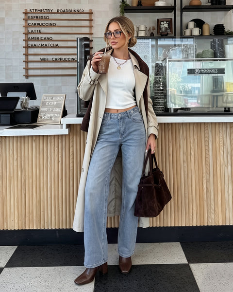GRAPENT Jeans for Women Wide Leg High Rise Cinch-Waist Stretchy Denim Pants | High Waisted, Adjustable Waist, Full Length, 30'' Inseam, 90s Baggy Straight, Great for Everyday Wear, Dressy Casual Outifts