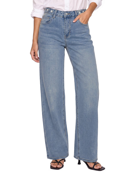 GRAPENT Jeans for Women Wide Leg High Rise Cinch-Waist Stretchy Denim Pants | High Waisted, Adjustable Waist, Full Length, 30'' Inseam, 90s Baggy Straight, Great for Everyday Wear, Dressy Casual Outifts