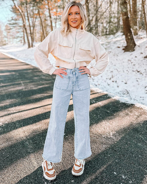 GRAPENT Wide Leg Jeans for Women High Waisted Straight Leg Stretchy Cropped Denim Pants with Pockets Jean Trousers