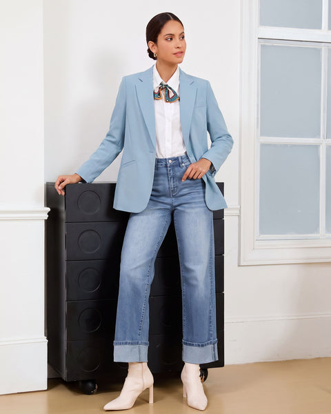 GRAPENT Blazers for Women Business Casual Long Sleeve Work Office Jackets | Womens Blazers Dressy Casual Outfits, Notched Lapel, Shoulder Pads, Single Button and 2 Pockets, Work Wear, Interview Outfits