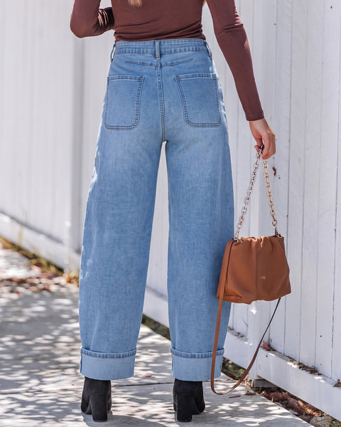 GRAPENT Barrel Jeans Women Cinched High Waisted Cuffed Stretchy Denim Pants Cropped Baggy Wide Leg Jeans, 27 Inch Inseam, Adjustable Cinched Waist, Big Pockets, Work Office Outfits, Casual Daily Wear