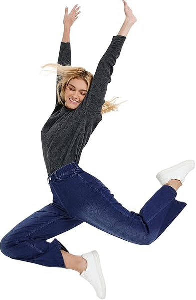 GRAPENT Wide Leg Jeans for Women High Waisted Trendy Pull On Elastic Waist Soft Stretchy Denim Pants Sweatpant Jeans