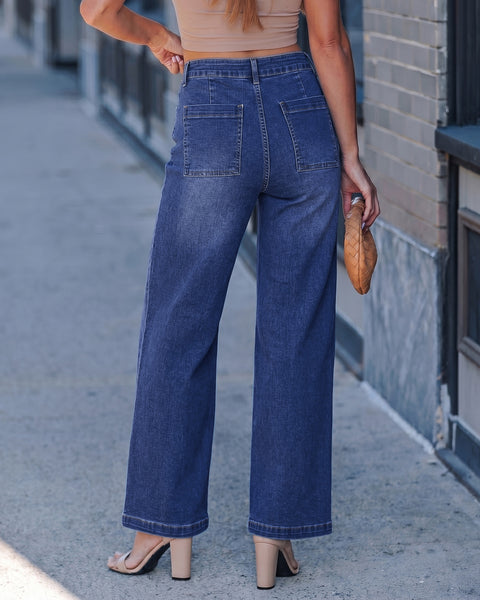 GRAPENT Womens Wide Leg Jeans High Waisted Stretch Denim Pants Patch Pocket | Effortless Wide Leg Silhouette, High Rise, 29.5 Inch Inseam, Full Length, Soft Stretch Denim, Jean Pants, Casual Work Outfits