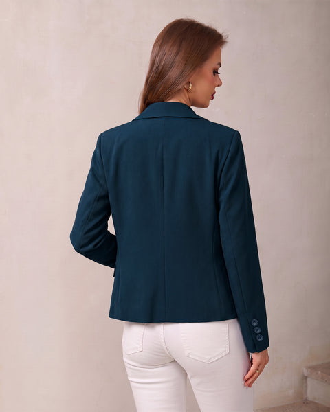 GRAPENT Blazers for Women Business Casual Shawl Collar Lined Suit Jackets Long Sleeves, Hook-and-Eye Closure, Front 2 Pockets, Shoulder Pads, Work Outfits for Women Office, Dressy Casual Wear