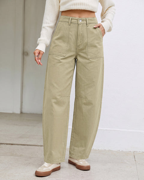GRAPENT Barrel Pants Women Business Casual High Waisted Chino Ankle Slacks Elastic Waist Trousers Pants for Women, Tapered Leg, Four Pockets, Fall, Winter Pants, Work Office Outfit, Dressy Casual Wear