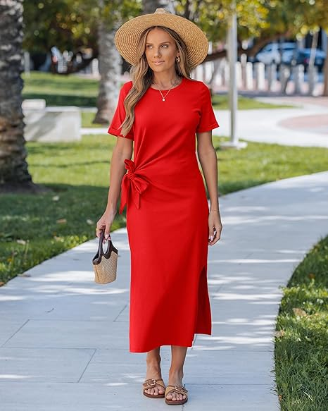 GRAPENT Long Dresses for Women Casual Summer Side Split Beach Vacation – Grapent