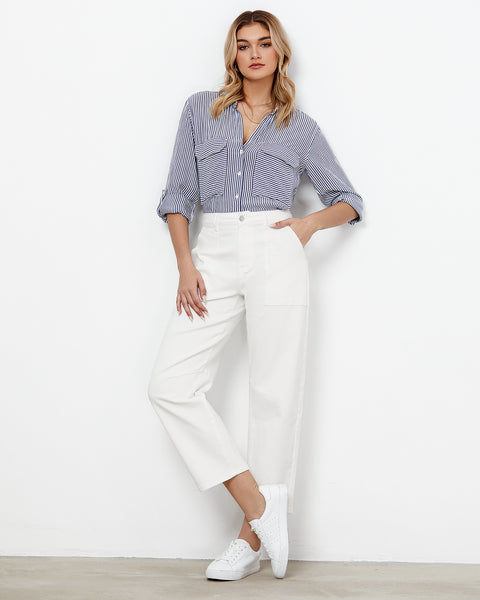 GRAPENT Barrel Jeans for Women High Waisted Trendy Wide Leg Baggy Ankle Length Stretchy Denim Trouser Jeans with Pockets