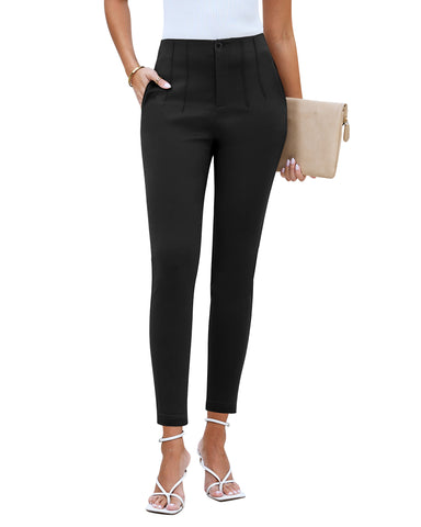 GRAPENT Women's Business Casual High Waisted Skinny Straight Leg Stretch Trouser Pants