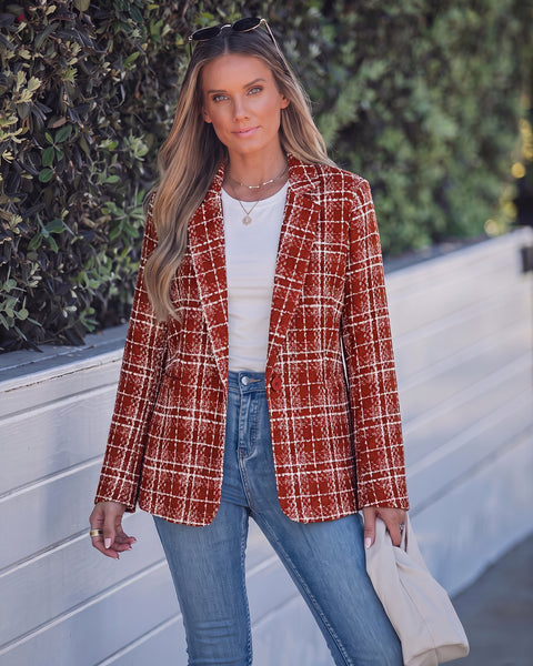 GRAPENT Tweed Blazers for Women Plaid Jacket Long Sleeve Work Casual Blazer | Notched Lapel, Fully Lined, Shoulder Pads, Single Button, 2 Pockets, Interview, Office outfits, Business Casual Blazers