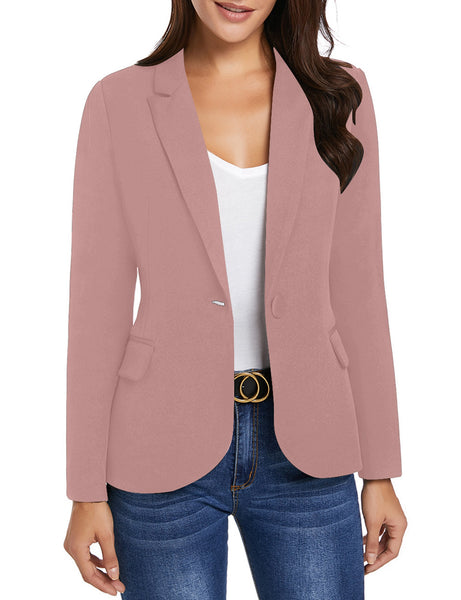 GRAPENT Women's Business Casual Pocket Work Office Blazer Back Slit Jacket Suit