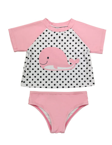 GRAPENT Baby Girls Two Pieces Long Sleeve Flamingo Print Rash Guard Bathing Suit Size 3-24M