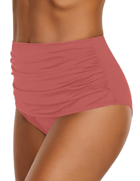 GRAPENT Women's High Waisted Swim Bottom Ruched Bikini Tankini Bottoms Tummy Control Swimsuit Briefs
