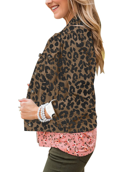 GRAPENT Women's Basic Button Down Long Sleeve Stretchy Jean Trucker Denim Jacket