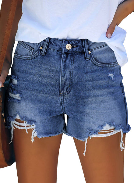 GRAPENT Women's High Waisted Ripped Stretchy Denim Hot Short Summer Jean Shorts