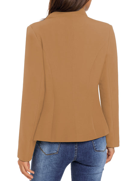 GRAPENT Women's Business Casual Buttons Pockets Open Front Blazer Suit Cardigan