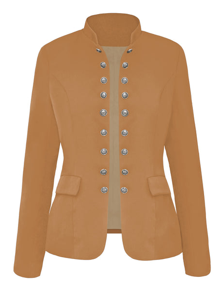 GRAPENT Women's Business Casual Buttons Pockets Open Front Blazer Suit Cardigan