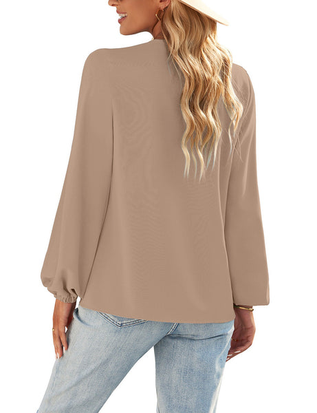 GRAPENT Womens Business Causal Tops for Women Ladies Work Blouses Dressy Long Sleeve Pleated V Neck