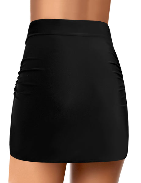 GRAPENT Women's High Waist Tulip Hem Shirring Swim Skirt Swimsuit Bikini Bottom