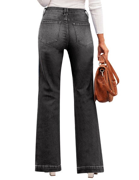 GRAPENT Womens Flare Jeans High Waisted Wide Leg Baggy Jean for Women Stretch Denim Pants