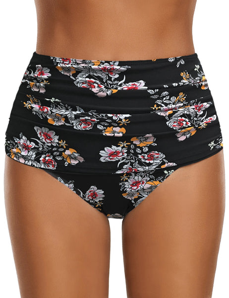 GRAPENT Women's High Waisted Swim Bottom Ruched Bikini Tankini Bottoms Tummy Control Swimsuit Briefs