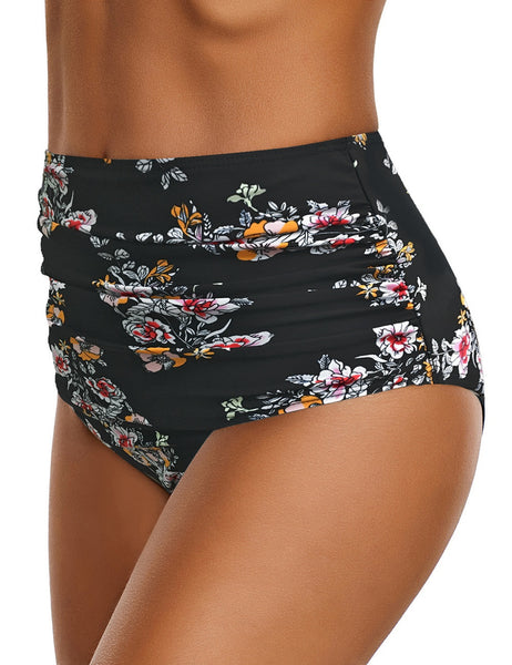 GRAPENT Women's High Waisted Swim Bottom Ruched Bikini Tankini Bottoms Tummy Control Swimsuit Briefs