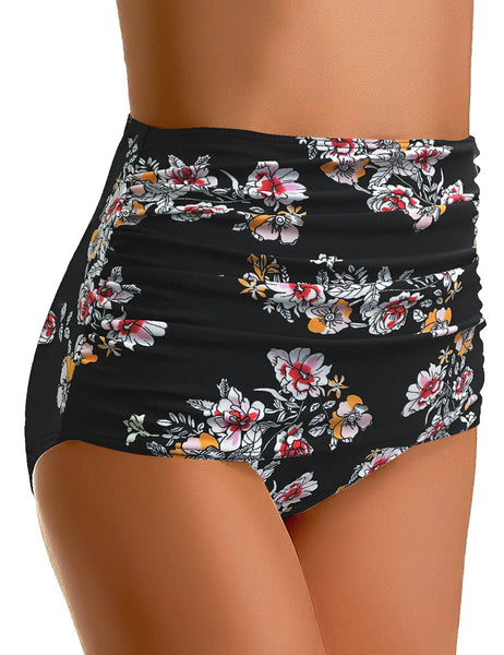 GRAPENT Women's High Waisted Swim Bottom Ruched Bikini Tankini Bottoms Tummy Control Swimsuit Briefs