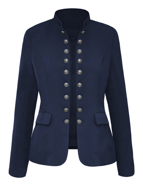 GRAPENT Women's Business Casual Buttons Pockets Open Front Blazer Suit Cardigan