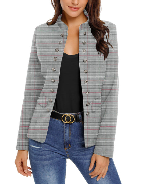 GRAPENT Women's Business Casual Buttons Pockets Open Front Blazer Suit Cardigan