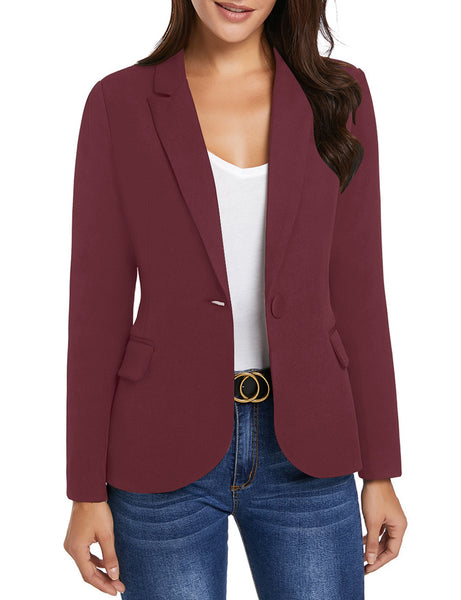 GRAPENT Women's Business Casual Pocket Work Office Blazer Back Slit Jacket Suit