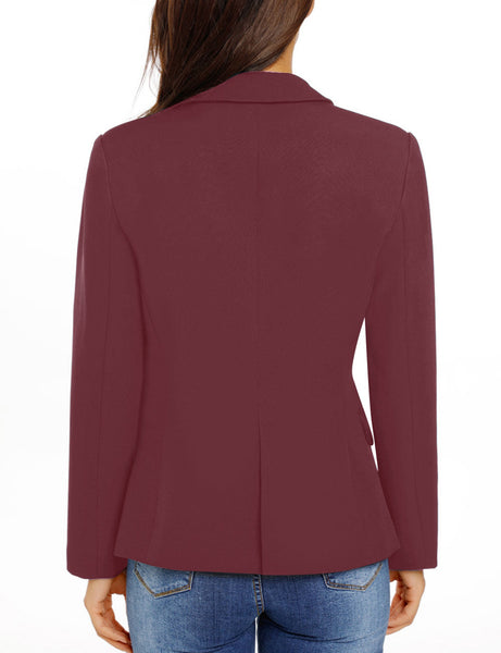 GRAPENT Women's Business Casual Pocket Work Office Blazer Back Slit Jacket Suit