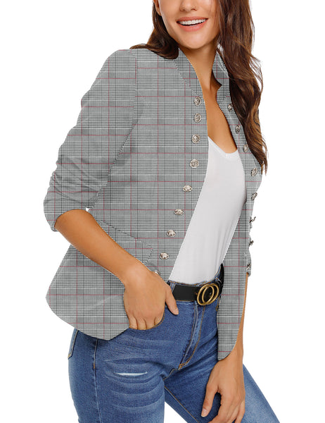 GRAPENT Women's Business Casual Buttons Pockets Open Front Blazer Suit Cardigan