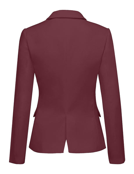 GRAPENT Women's Business Casual Pocket Work Office Blazer Back Slit Jacket Suit