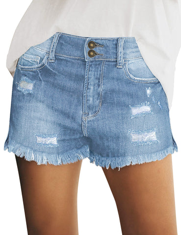 GRAPENT Women's High Waisted Jean Shorts Ripped Stretchy Casual Summer Denim Shorts