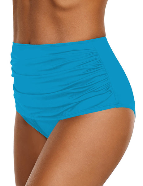 GRAPENT Women's High Waisted Swim Bottom Ruched Bikini Tankini Bottoms Tummy Control Swimsuit Briefs