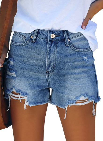 GRAPENT Women's High Waisted Ripped Stretchy Denim Hot Short Summer Jean Shorts