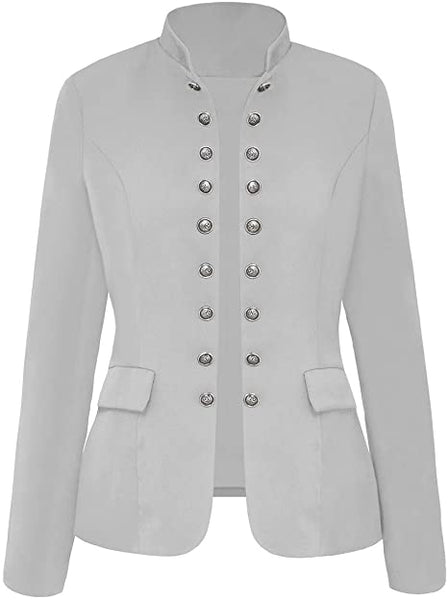 GRAPENT Women's Business Casual Buttons Pockets Open Front Blazer Suit Cardigan