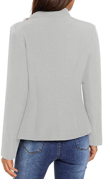 GRAPENT Women's Business Casual Buttons Pockets Open Front Blazer Suit Cardigan