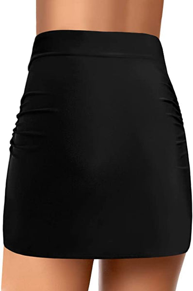 GRAPENT Women's High Waist Tulip Hem Shirring Swim Skirt Swimsuit Bikini Bottom
