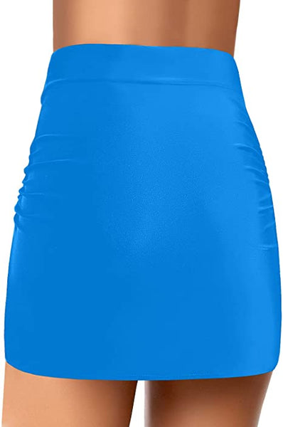 GRAPENT Women's High Waist Tulip Hem Shirring Swim Skirt Swimsuit Bikini Bottom