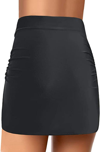GRAPENT Women's High Waist Tulip Hem Shirring Swim Skirt Swimsuit Bikini Bottom