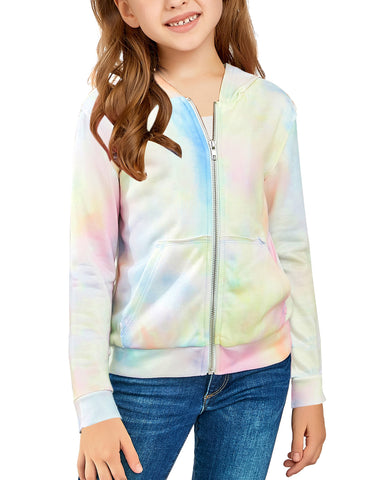 GRAPENT Girls Tie Dye Print Active Hoodie Long Sleeve Sweatshirts Pullover Tops 4-13 Years