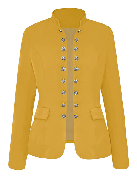 GRAPENT Women's Business Casual Buttons Pockets Open Front Blazer Suit Cardigan